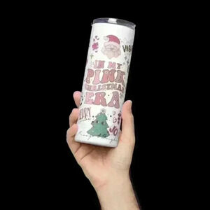 Pink Christmas white 20 oz tumbler